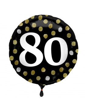Folienballon Glossy Black 80 Jahre - 45cm