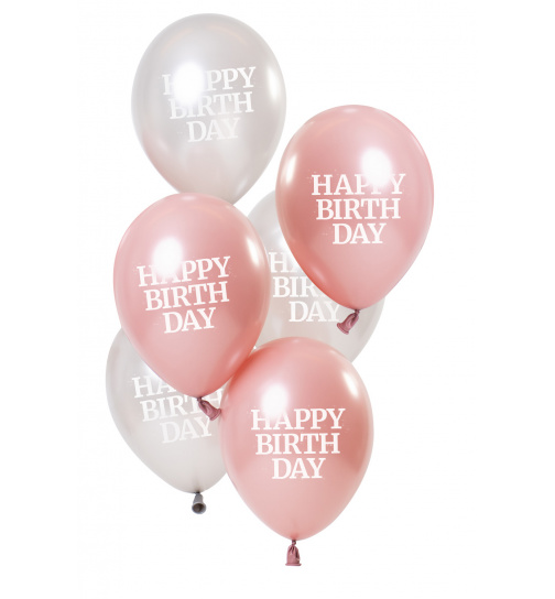 Ballons Glossy Pink Happy Birthday 23cm - 6 Stück