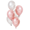 Ballons Glossy Pink Happy Birthday 23cm - 6 Stück