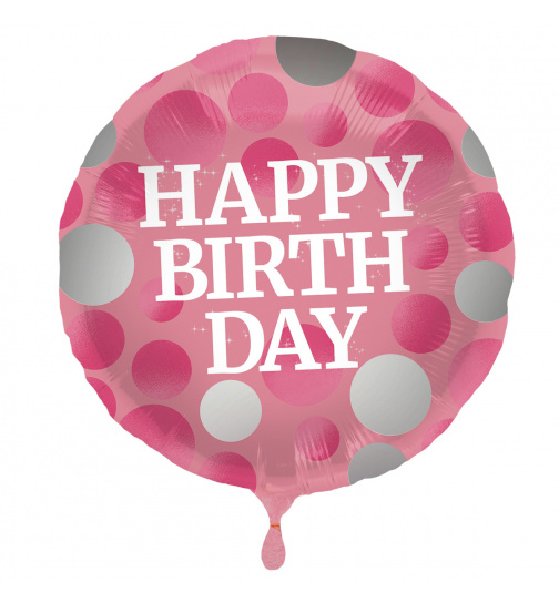 Folienballon Glossy Pink Happy Birthday - 45cm
