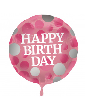 Folienballon Glossy Pink Happy Birthday - 45cm