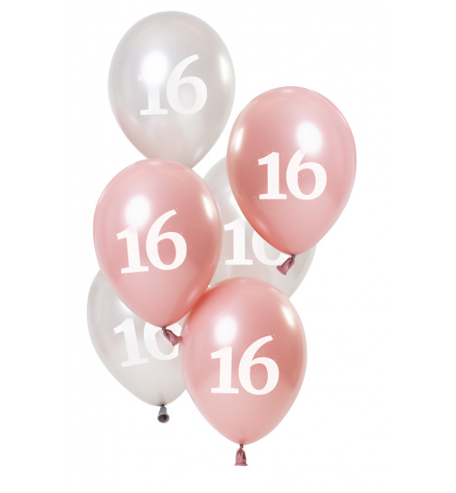 Ballons Glossy Pink 16 Jahre 23cm - 6 Stück