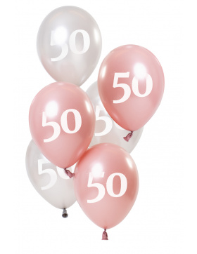 Ballons Glossy Pink 50 Jahre 23cm - 6 Stück