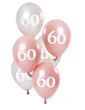 Ballons Glossy Pink 60 Jahre 23cm - 6 Stück