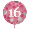 Folienballon Glossy Pink 16 Jahre - 45cm