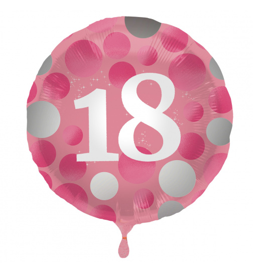 Folienballon Glossy Pink 18 Jahre - 45cm