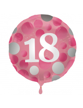 Folienballon Glossy Pink 18 Jahre - 45cm