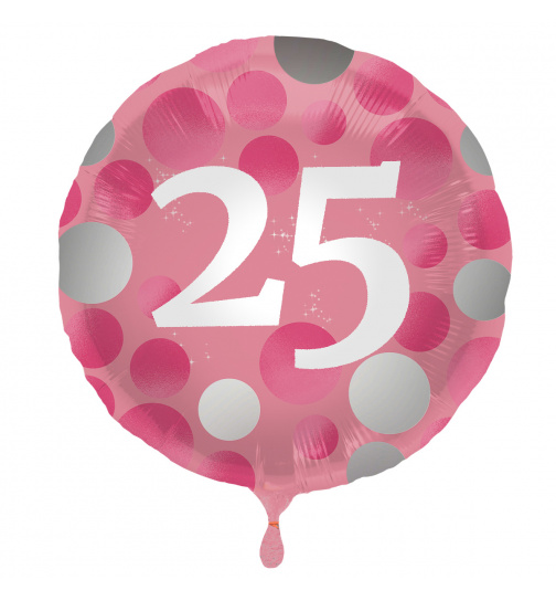 Folienballon Glossy Pink 25 Jahre - 45cm