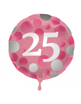 Folienballon Glossy Pink 25 Jahre - 45cm