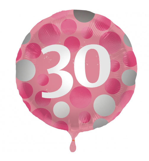Folienballon Glossy Pink 30 Jahre - 45cm