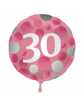 Folienballon Glossy Pink 30 Jahre - 45cm