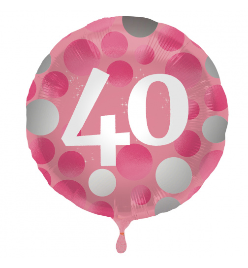 Folienballon Glossy Pink 40 Jahre - 45cm