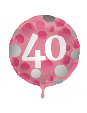 Folienballon Glossy Pink 40 Jahre - 45cm