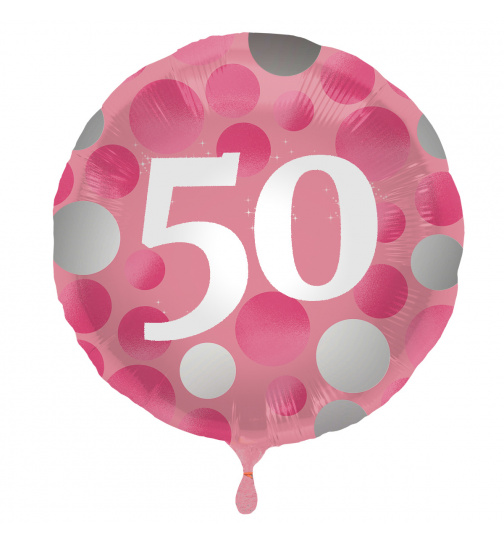 Folienballon Glossy Pink 50 Jahre - 45cm