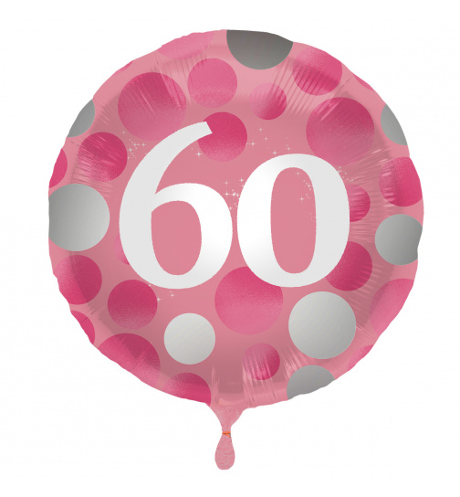 Folienballon Glossy Pink 60 Jahre - 45cm