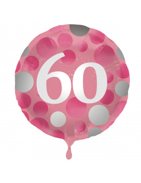 Folienballon Glossy Pink 60 Jahre - 45cm