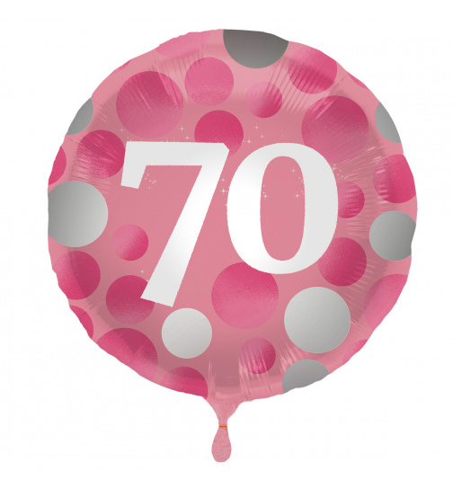 Folienballon Glossy Pink 70 Jahre - 45cm