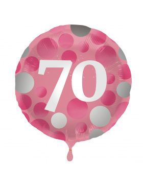 Folienballon Glossy Pink 70 Jahre - 45cm