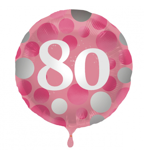 Folienballon Glossy Pink 80 Jahre - 45cm