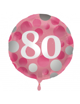 Folienballon Glossy Pink 80 Jahre - 45cm