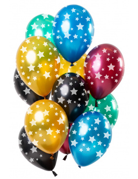 Ballons Sterne Mehrfarbig Metallic 33cm - 12 Stück