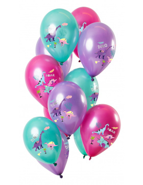 Ballons Dinosaurier Lila Metallic 33cm - 12 Stück