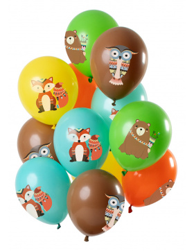 Ballons Waldtiere Mehrfarbig 33cm - 12 Stück