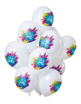 Ballons Color Splash 4 Jahre 30cm - 12 Stück