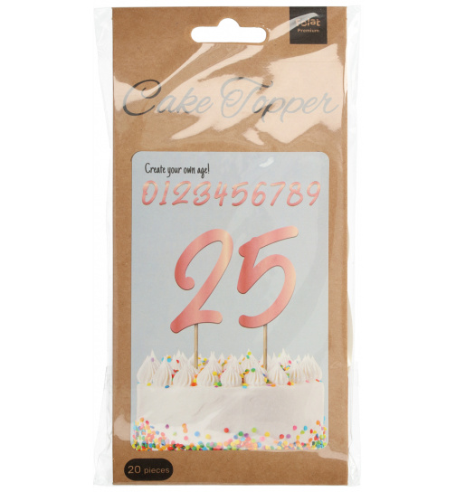 Tortendeko Zahlen Elegant Lush Blush 15cm - 20 Stück