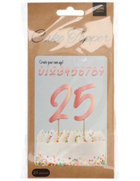 Tortendeko Zahlen Elegant Lush Blush 15cm - 20 Stück