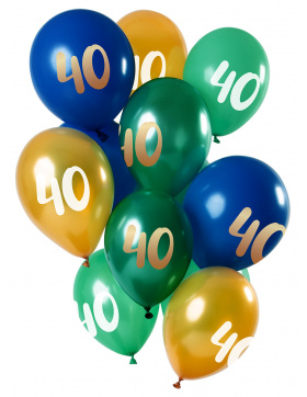 Ballons 40 Jahre Grün-Gold 33cm - 12 Stück