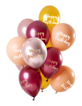 Ballons Happy Birthday Pink-Gold 33cm - 12 Stück