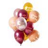 Ballons Happy Birthday Pink-Gold 33cm - 12 Stück