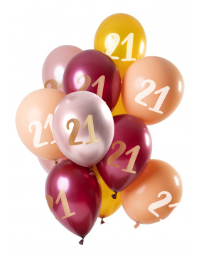 Ballons 21 Jahre Pink-Gold 33cm - 12 Stück