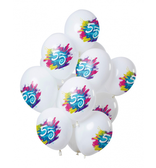 Ballons Color Splash 55 Jahre 30cm - 12 Stück