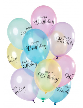 Ballons Happy Birthday Pastell Transparent 33cm - 12...