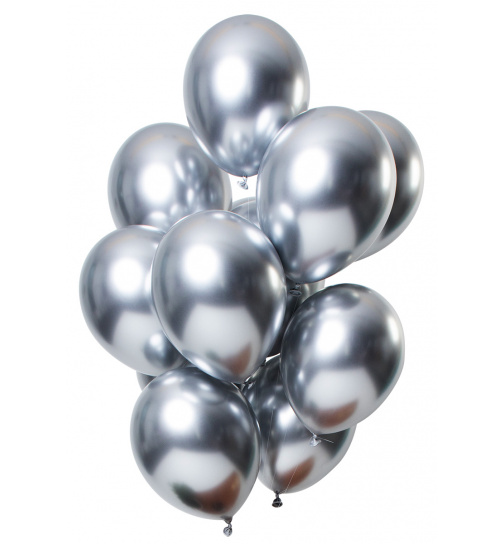Ballons Mirror Effect Silber 33cm - 12 Stück