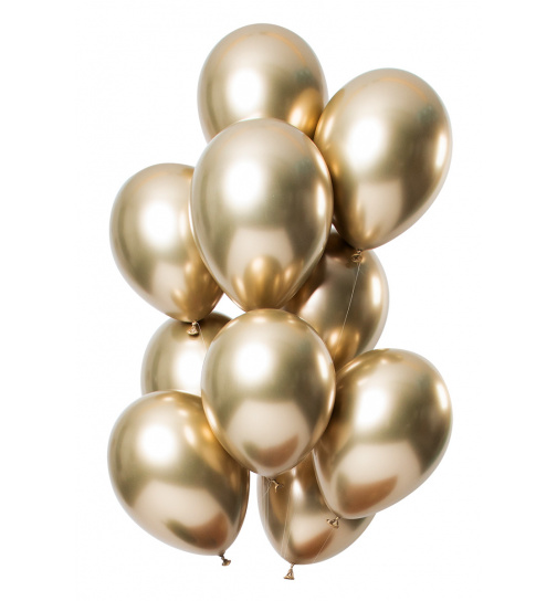 Latex BallonsMirror Effect Gold 33 cm - 12 Stück