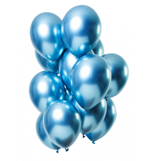 Ballons Mirror Effect Blau 33cm - 12 Stück