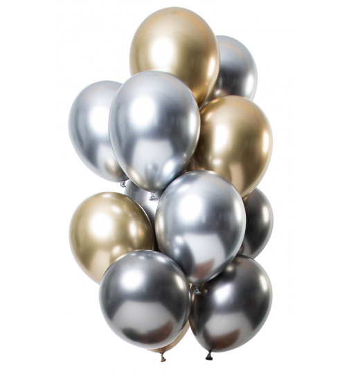 Ballons Mirror Effect Onyx 33cm - 12 Stück