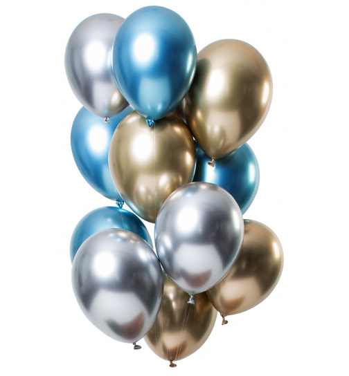 Ballons Mirror Effect Sapphire 33cm - 12 Stück