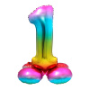 Stehender Folienballon Ziffer / Zahl 1 Rainbow - 72 cm