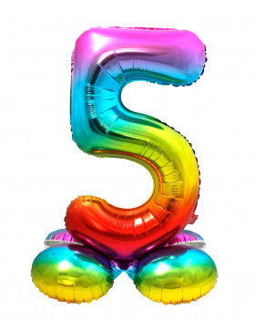 Stehender Folienballon Ziffer / Zahl 5 Rainbow - 72 cm