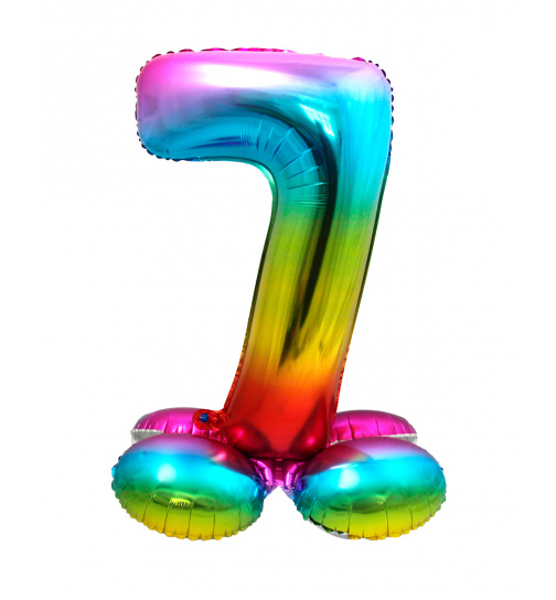 Stehender Folienballon Ziffer / Zahl 7 Rainbow - 72 cm