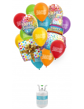 Heliumflasche BalloonGaz 30 Happy Birthday mit Ballons...