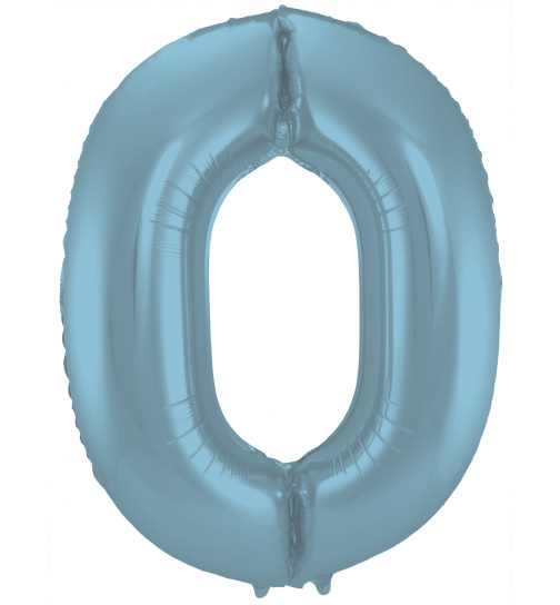 Folienballon Ziffer / Zahl 0 Pastellblau Metallic Matt - 86 cm