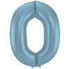 Folienballon Ziffer / Zahl 0 Pastellblau Metallic Matt - 86 cm