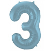 Folienballon Ziffer / Zahl 3 Pastellblau Metallic Matt - 86 cm