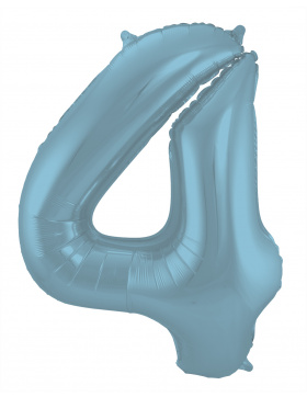 Folienballon Ziffer / Zahl 4 Pastellblau Metallic Matt -...
