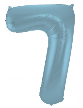 Folienballon Ziffer / Zahl 7 Pastellblau Metallic Matt -...